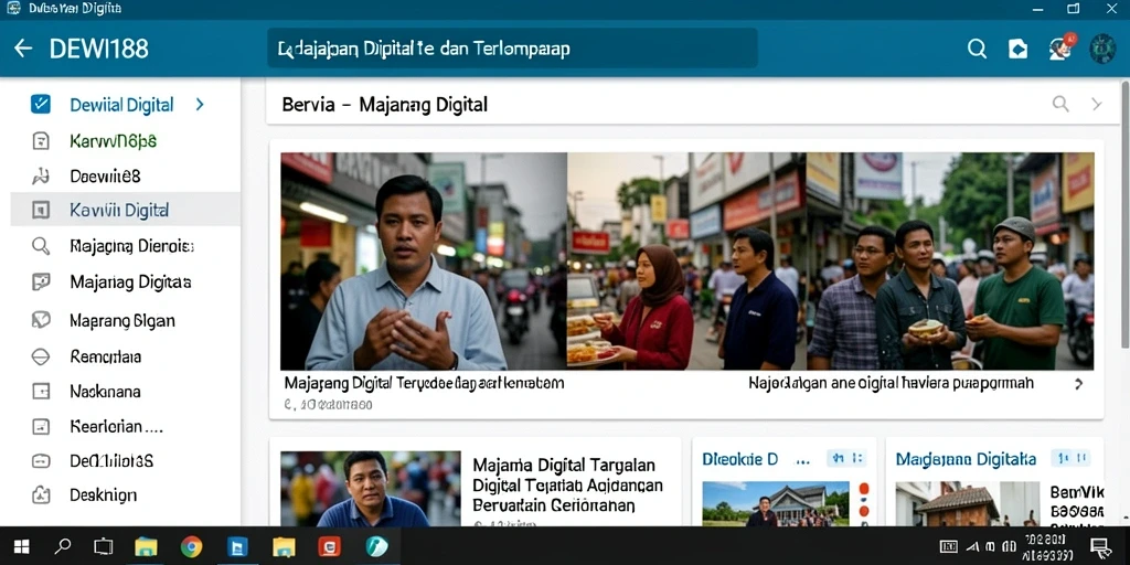 Antarmuka DEWI188 menampilkan berbagai artikel Majalah Digital dengan desain menarik.