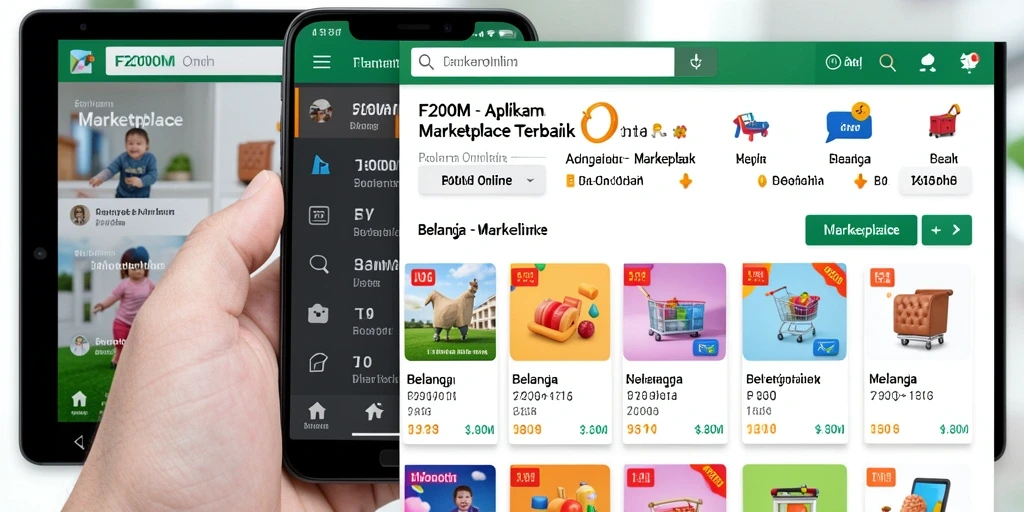 Tampilan antarmuka aplikasi F200M yang memudahkan belanja online.